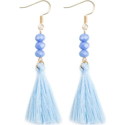 Bohemian Long Earrings Party Accessories Zinc Alloy blue Tassel Line Dangle Earring For Women Statement Long drop Earrings