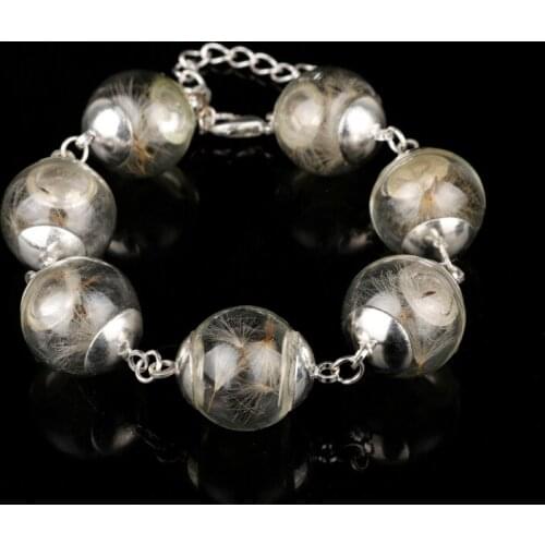 Dongsheng Fashion Ball Dandelion Seeds Hope Wishing Gift Glass Ball Belief Indian Charm Bracelet Bangle -25