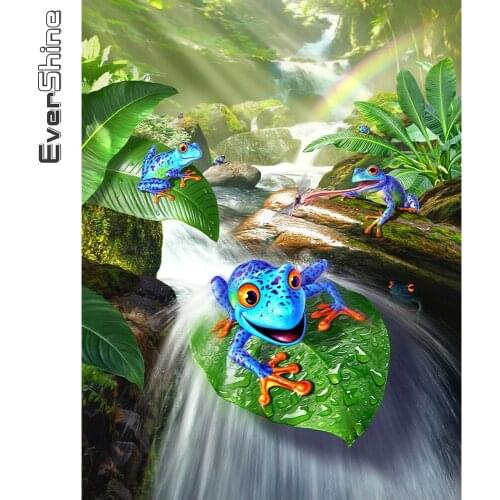 Evershine Diamond Embroidery Frog Animals Diamond Painting Waterfall 5D DIY Hobby Picture Of Rhinestones Mosaic Art Handicraft