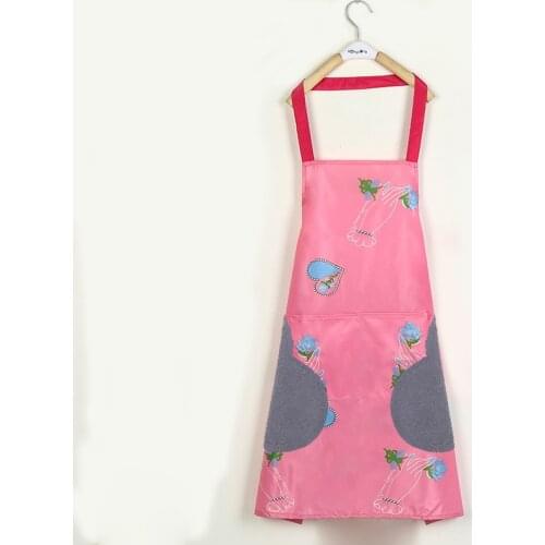 Apron female thin section kitchen can wipe hands to cook overalls smock summer oil-proof water home custom printing
