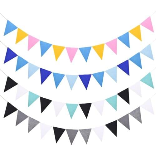 4M 12 Multicolor Pink Blue Grey pennant Garland Banners Curtain For Girl Boy Baby Shower Birthday Party Hanging Room Decoration