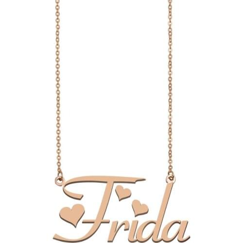 Frida Name Necklace , Custom Nameplate Necklace for Women Girls Best Friends Birthday Wedding Christmas Mother Days Gift
