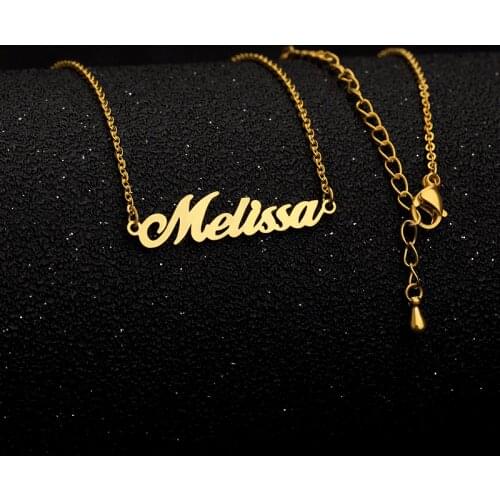 Stainless Steel Personalized Name Necklace Rose Gold Custom Any Font Nameplate Necklaces For Women Handmade Bridesmaid Gift