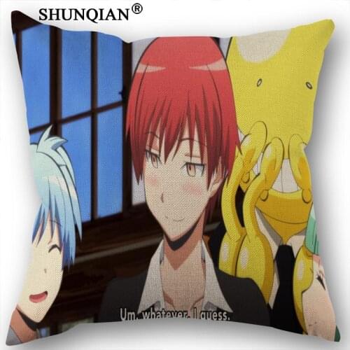 Custom Assassination Classroom Printed Canvas Pillowcase 45x45cm one sides Wedding Decorative Cotton Linen Pillow Cover