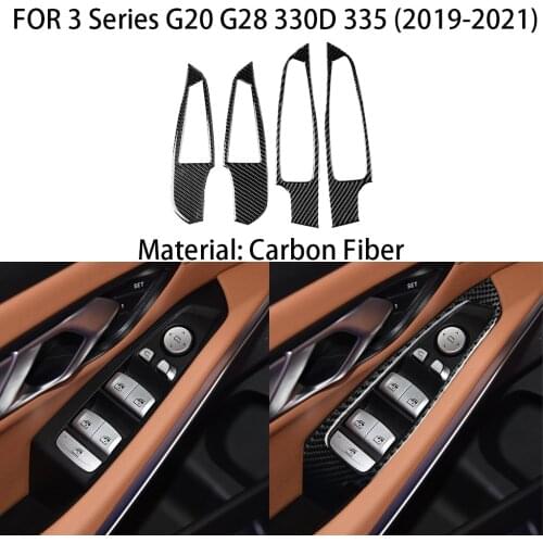 Carbon fiber car interior, window button frame decoration, suitable for BMW 3 Series G20 G28 2019 2020 2021 car stickers
