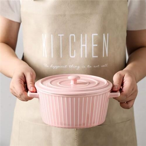 Ceramics Large Pasta Soup Bowl Lid Multicolor 1.2L Tableware Home Kitchen Supplies Porcelain Soup Pot Ramen Bowl Dinnerware