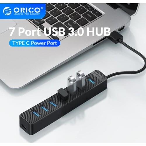 ORICO USB3.0 HUB 7 Port USB 3.0 HUB With 5V2A Power Adapter Multiple High Speed OTG Splitter for Computer Laptop Accessories