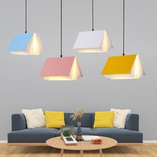 Creative Book Pendant Lamp Study Library Hanging Lights Nordic Dinning Room Bar Home Loft Ceiling Decor Bedroom Lighting Fixture