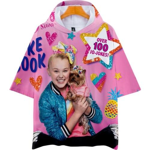 Summer 3D JOJO SIWA Hooded T shirt Men Women Tops Harajuku hoodie Fashion Girls Short sleeve 3D JOJO SIWA Casual Hooded T-shirt