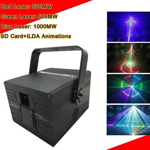 Multicolor Laser RGB 2W Cartoon Projector ILDA + SD Card DMX Dance Pub Holiday Music Dj Bar Effect Light Stage Laser Lights Show