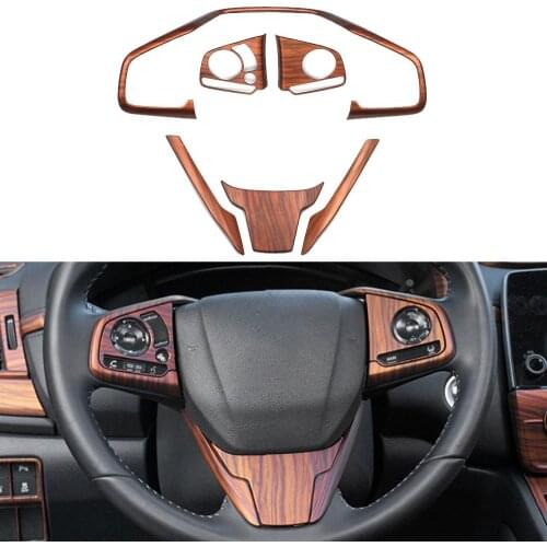 For Honda CRV CR-V 2017 -2021 Steering Wheel Cover Wood Grain Interior Trims