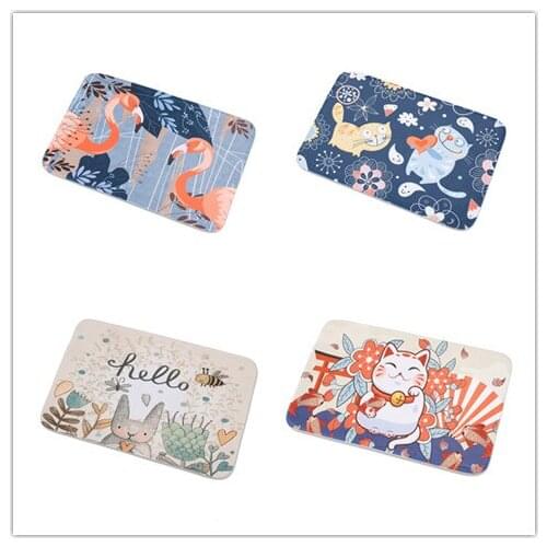 Printing entrance door mat animal pattern design soft pet mat with 1cm thickness foam anti-slip back floor mat