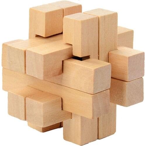 Simple Adult Model Building Kits Chinese Traditional Wooden Puzzles Kongming Lock Classical Intellectual Cube Educational Toy