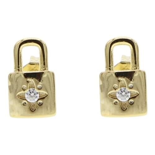 Simple fashion women girl stud cz star signet god earring