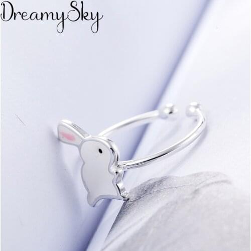 Personality Exaggeration Silver Color Rabbit Rings For Women Bijoux Adjustable Open Ring