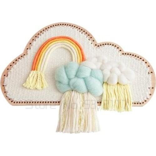 Nordic hand woven tapestry DIY material bag colorful cloud wall making material wool painting