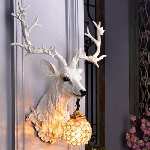 Modern Decor LED White Deer Wall Lamps for Dining Room Attic Aisle Living Room Bedroom Wall Sconce Light Home Decor Vanity Light