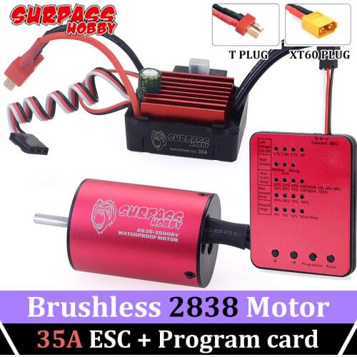 SURPASS HOBBY KK 2838 Brushless Motor Waterproof Combo 35A ESC T Plug/XT60 Plug Program Card for 1/16 1/12 RC Car Traxxas Wltoys