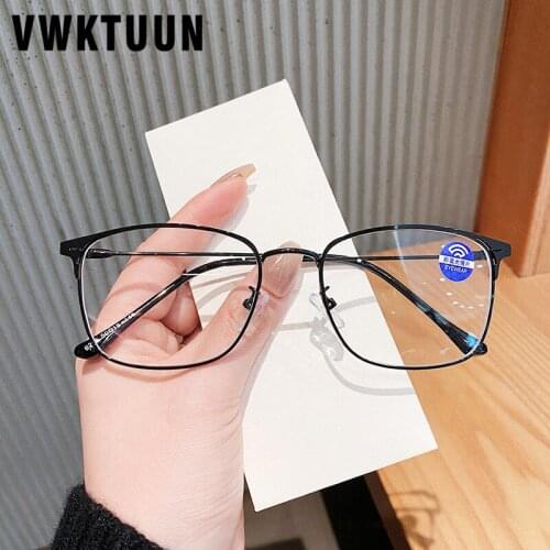 VWKTUUN Anti Blue Light Ray Glasses Oversized Business Glasses Frames Mens Optical Alloy Frame Prescription Glasses
