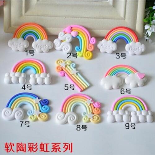 10pcs/lot flatbackresin cabochons accessories polymer clay rainbow flower decoration