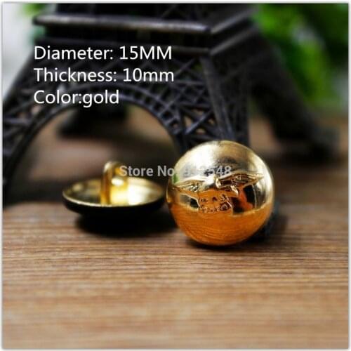 15418187,10pcs,15mm Classic fashion Gold metal buttons,DIY handmade materials, Clothing accessories