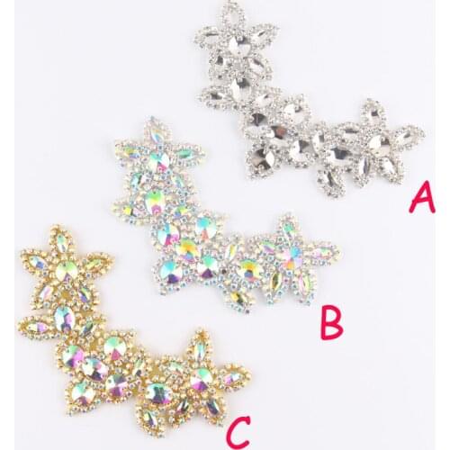 30pcs/lot)Mix 3Style Bling Crystal Rhinestone Appliques Patch Hot-Fix Beaded Applique Trim For Girl Headbands Garter Belt