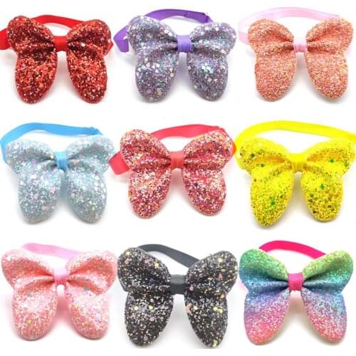 50/100 Pcs New Sequin Pet Dog Grooming Product Dog Accessories For Large Dogs Christmas Dog Bowties Pet Supplies Dog Bows Tie