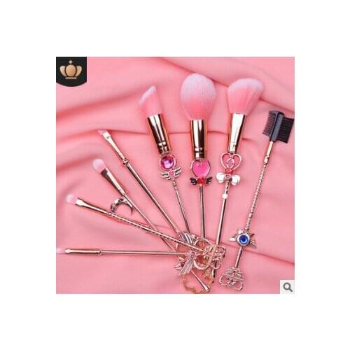 6set/lot 8pcs/lot Pink Maid Metal Brush Set Wool Fiber Cosmetic Brush Traceless Make-up Appliances Cosmetic Tools HA502
