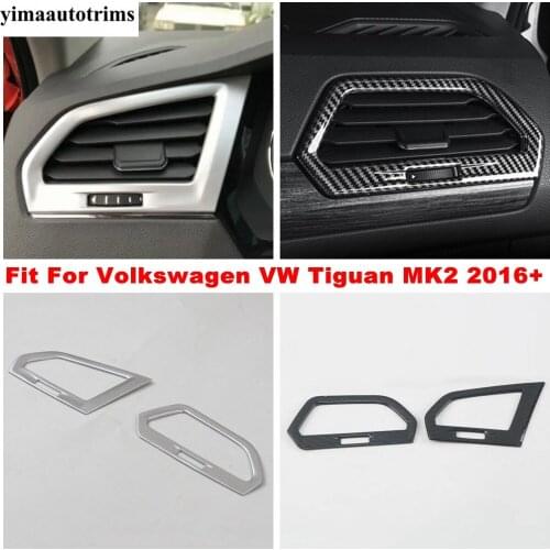 ABS Carbon Fiber / Matte Accessories For Volkswagen VW Tiguan MK2 2016 - 2021 Dashboard AC Air Conditioning Panel Cover Trim