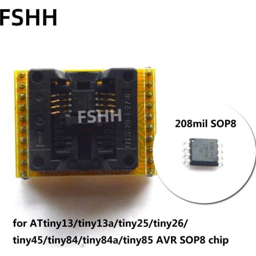 208mil SOP8 adapter for AVR ATtiny13a tiny25 tiny26 tiny45 tiny84a tiny85 chip For CH2015 CH2016 programmer