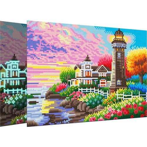 Diamond Embroidery Lighthouse 5D Full Round Luminous Diamond Painting Cross Stitch Landscape Rhinestone Pictures Home Decor