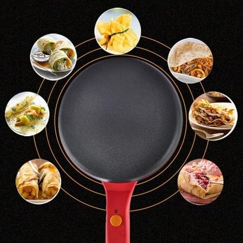 Behogar Non-stick Electric Crepe Pancake Egg Roll Maker Machine with Tray Egg Beater for Home Restaurant Kitchen Cooking EU Plug