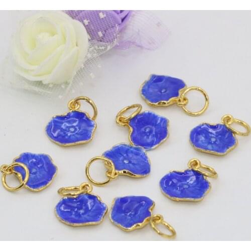 Free shipping charms blue lotus leaf enamel cloisonne beads 12*14mm elegant women & men jewelry 5pcs accessories making B2493