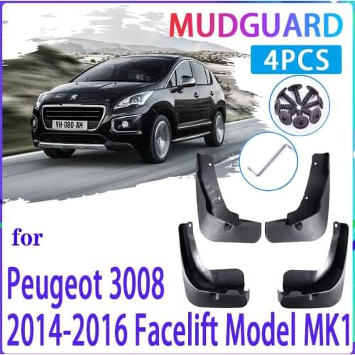 4 PCS Car Mud Flaps for Peugeot 3008 2014 2015 2016 MK1 Mudguard Splash Guards Fender Mudflaps Auto Accessories