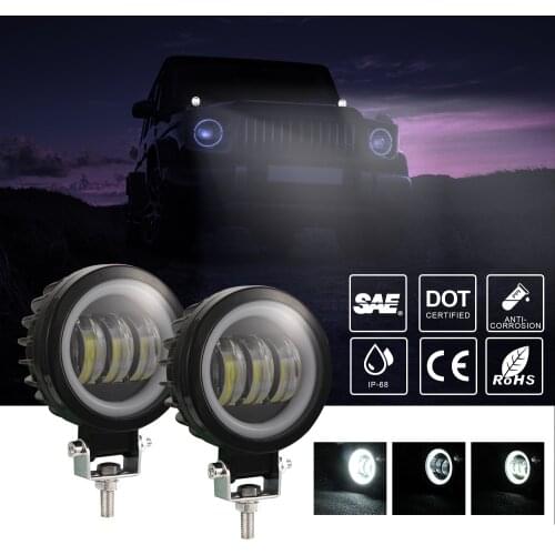 2pcs 6D Lens 4" 30W Car Motocycle Led Headlight 6000K White LED Work Light Angel Eyes Driving Lights For 4x4 Offroad Truck ATV