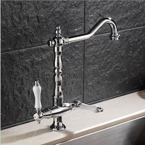 Kitchen Faucet Chrome Sink Faucet Brass Swivel Ceramic Dual Handle Kitchen Faucet/ Bathroom Basin Mixer Tap Faucet