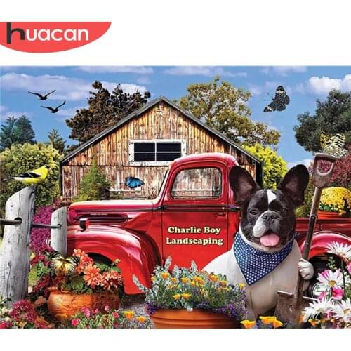HUACAN Diamond Painting Dog Full Square New Arrival Diamond Embroidery Animal Mosaic Truck Rhinestone Kit Childrens Room Decor