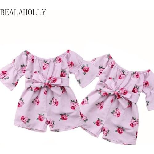 Bealaholly INS Rose Printed Suit Girls Baby Clothes Toddler Girl Summer Clothes Fashion Holiday Girls Boutique Outfits