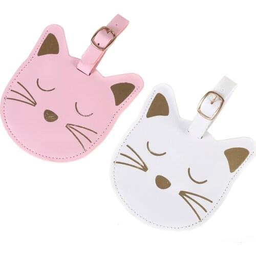 Lovely Animal Suitcase Leather Cat LuggageTag Bag Pendant Travel Accessories Name ID Address VIP Invitation Label LT29A