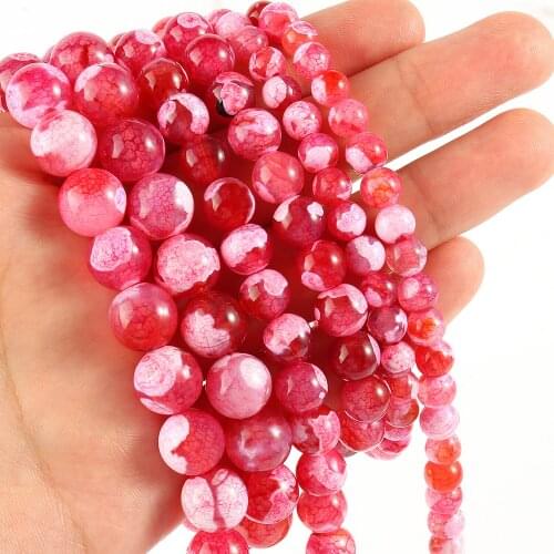 Red-white Agates 6/8/10mm Stone Natural Round Loose Beads for Jewelry Making Round Beads DIY Bracelet Accessories 15