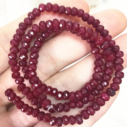 Red 2x4mm Jewelry Making Accessories Natural Stone Jades Chalcedony Loose Spacer Beads for Diy Necklace Bracelet Finding 15inch