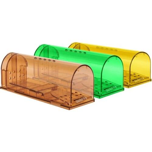 2PCS Reusable Humane Mousetrap Bait Hamster Rat Catcher Cage Transparent Alive Mouse Trap Pest Control for Home Shop Hotel