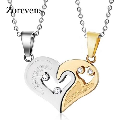 Modyle Men Stainless Steel Chain Black Heart Love Necklaces for Couples Korean Ladies Fashion Trendy Paired Suspension Pendant