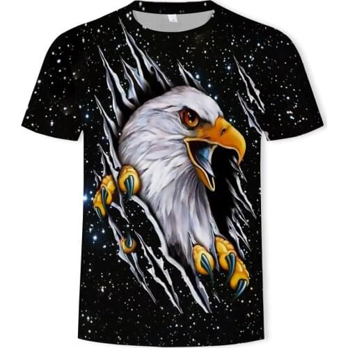 2021 fashion new owl 3D printing pattern mens T-shirt suitable for girls short-sleeved casual T-shirt clothing