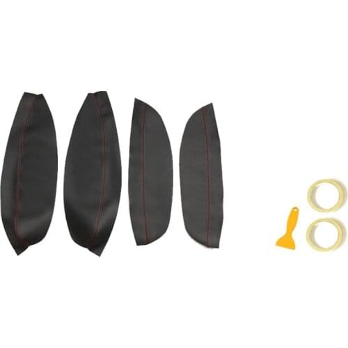 For Nissan QASHQAI J10 2007 - 2015 4pcs Microfiber Leather Door Handle Panels Armrest Covers Protective Trim with Mount Fittings