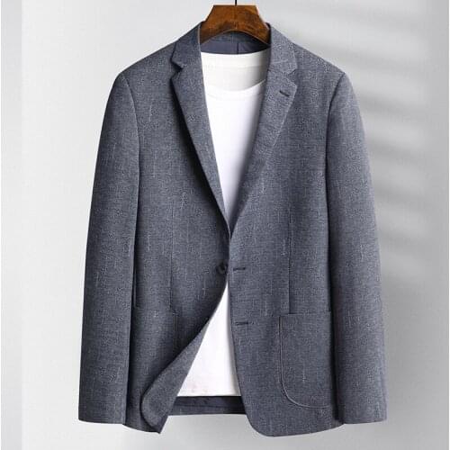 New Arrival Fashion High Quality Casual Suit Men Knitted Stripe Elastic Blazer Single Breasted Plus Size M L XL 2XL 3XL 4XL