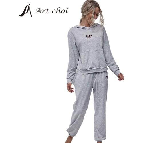 Solid Casual Tracksuit Women Loose Sports 2 Pieces Sets Sweatshirts Pullover Hoodies Suit Home Sweatpants Pants Outfits Sweater