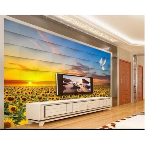 Custom photo wallpaper for walls 3 d wall murals wallpaper Beautiful 3D stereo sunflower TV wall background wall home decoration