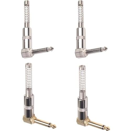 Portable Audio Plugs 90 Degree Angle 6.35mm 1/4inch Jack Plug Solder Male Mono Socket Audio Connector Microphone Accessories