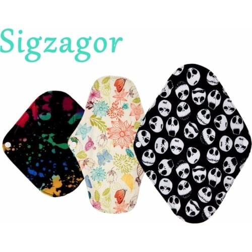 [Sigzagor]S M L Cloth Menstrual Pad Mama Cloth Sanitary Bamboo Charcoal Reusable Washable Panty Liner Regular Heavy